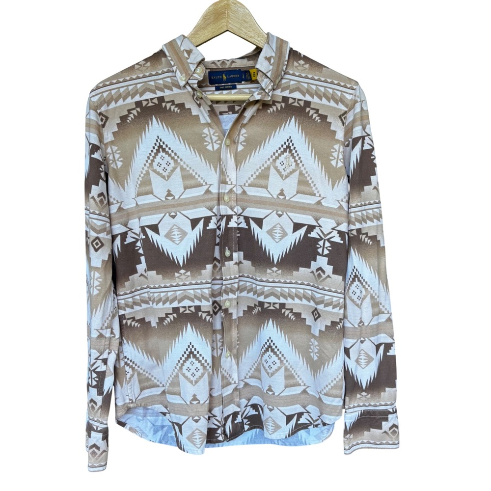 Polo Ralph Lauren Womens Knit Oxford Size L Aztec Southwestern Western Heritage